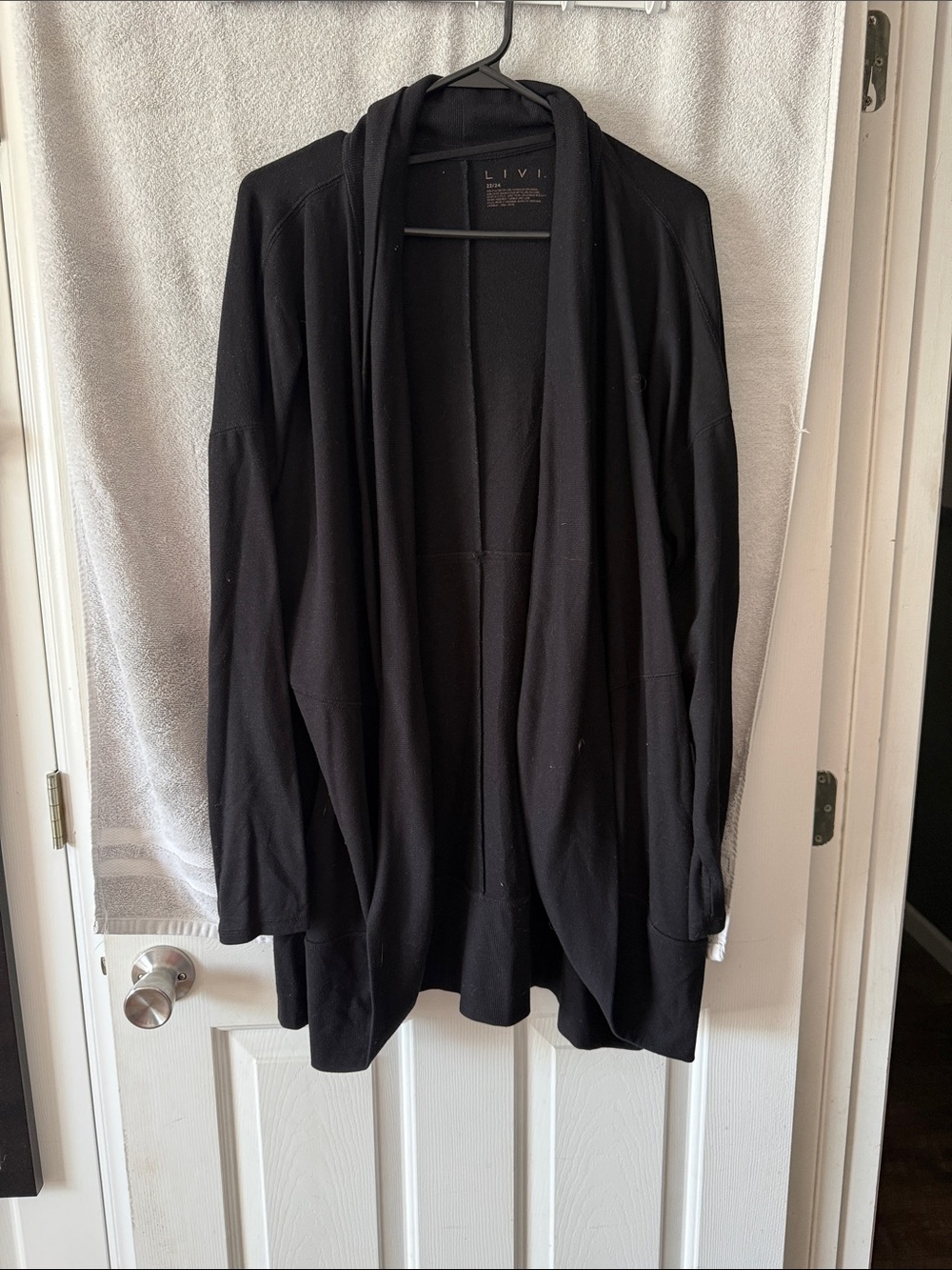 Livi Active Black Open-Front Draped Cardigan Jacket